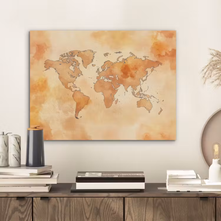 Wereldkaart - Aquarelstijl PET vilt klein -sfeer1