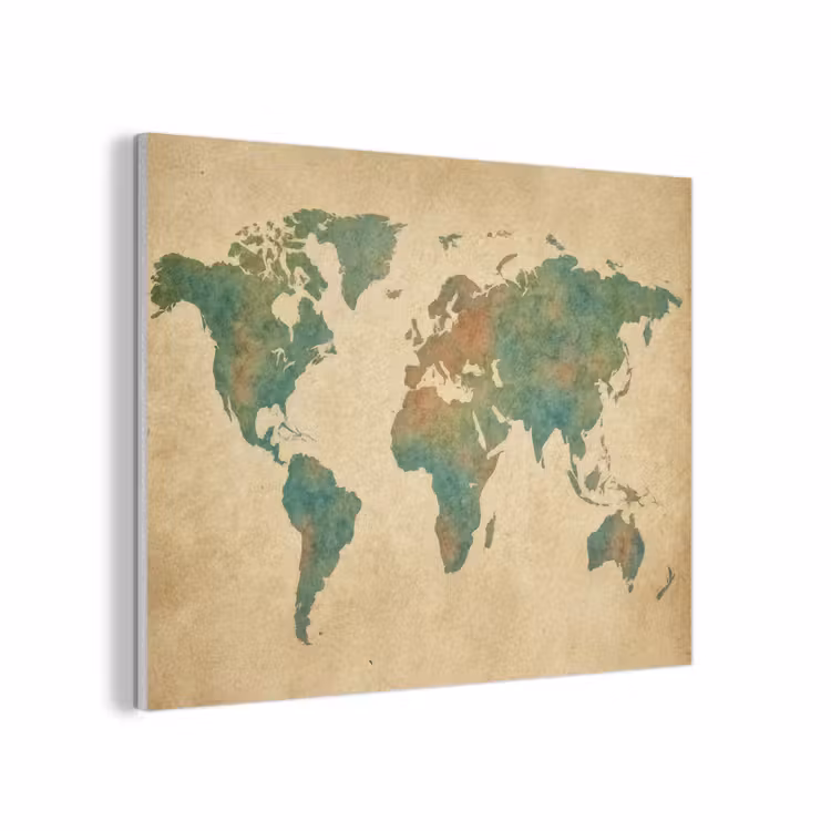 Wereldkaart - Aquarelstijl - Oud papier PET vilt klein -3d