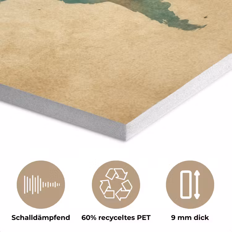 Wereldkaart - Aquarelstijl - Oud papier PET vilt klein -closeup_DE