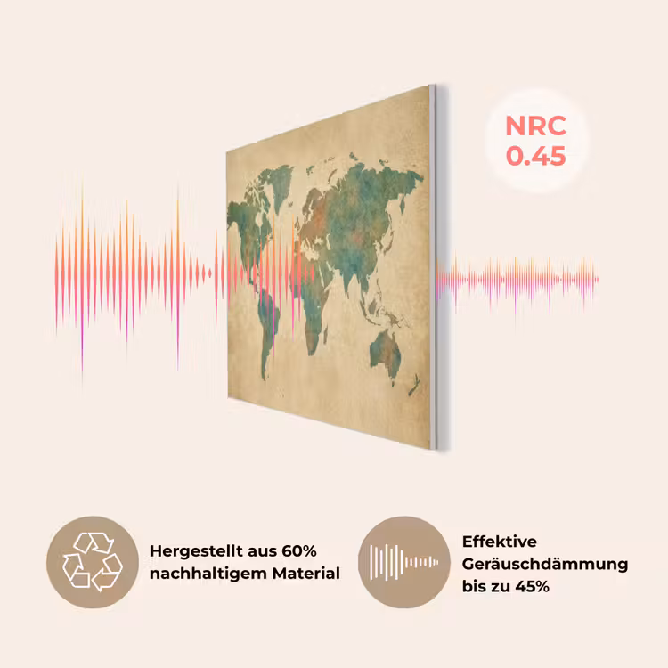 Wereldkaart - Aquarelstijl - Oud papier PET vilt klein -USP_DE