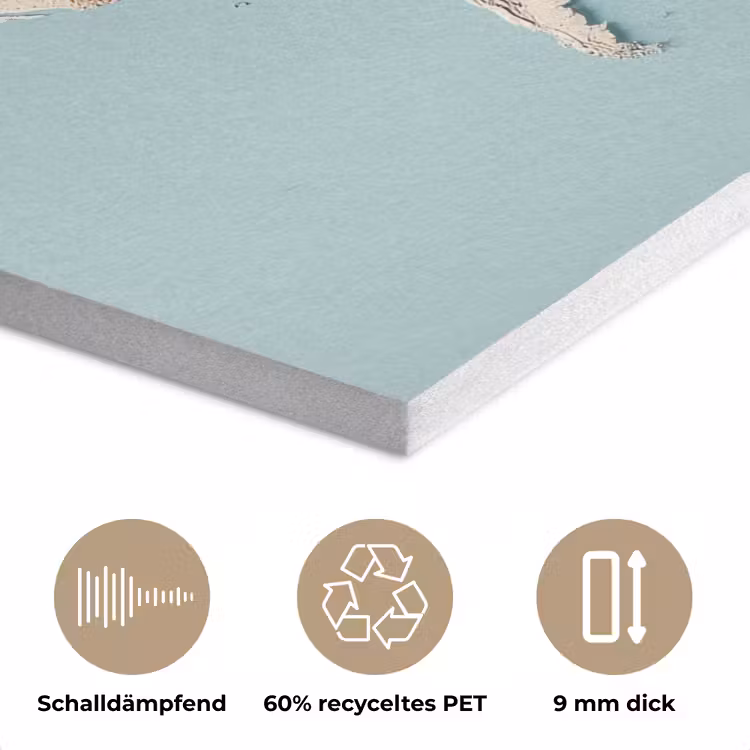 Wereldkaart - Beige - Blauw PET vilt klein -closeup_DE