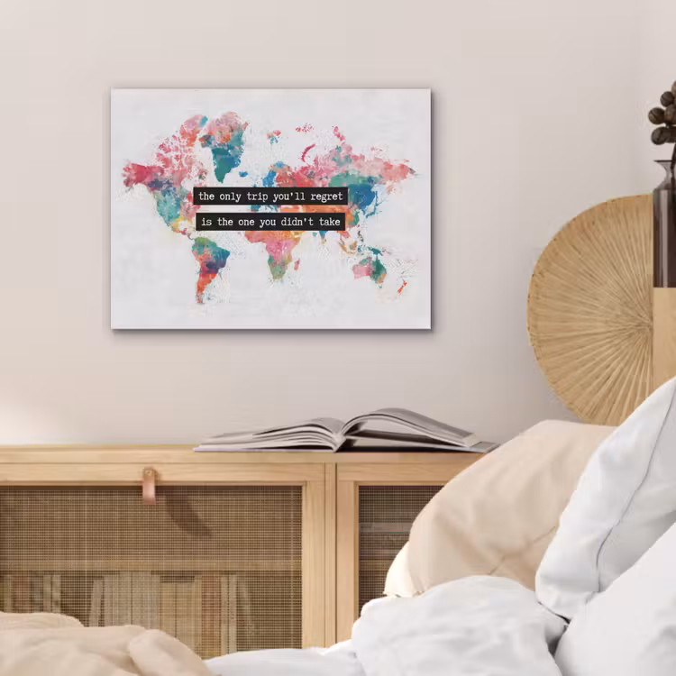 Wereldkaart - Kleurrijk - Tekst PET vilt klein -sfeer3