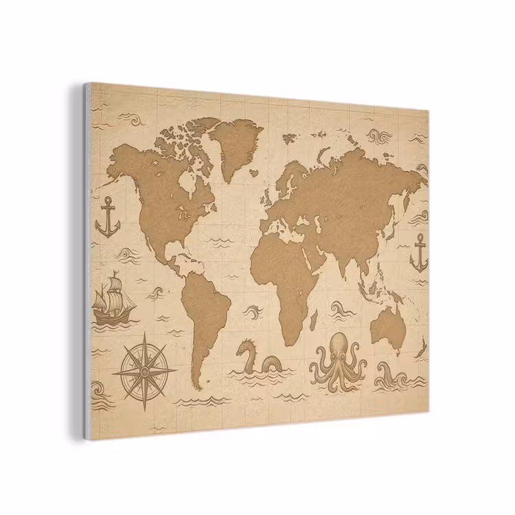 Wereldkaart - Decoratief - - Avontuurlijk PET vilt klein -3d