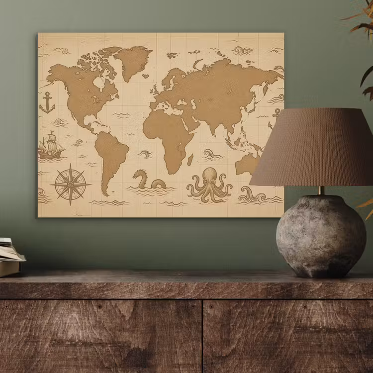 Wereldkaart - Decoratief - - Avontuurlijk PET vilt klein -sfeer2