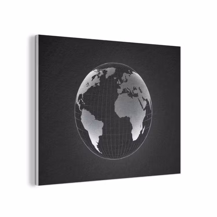 Wereldkaart - Digitaal - Raster - Wereldbol PET vilt klein -3d