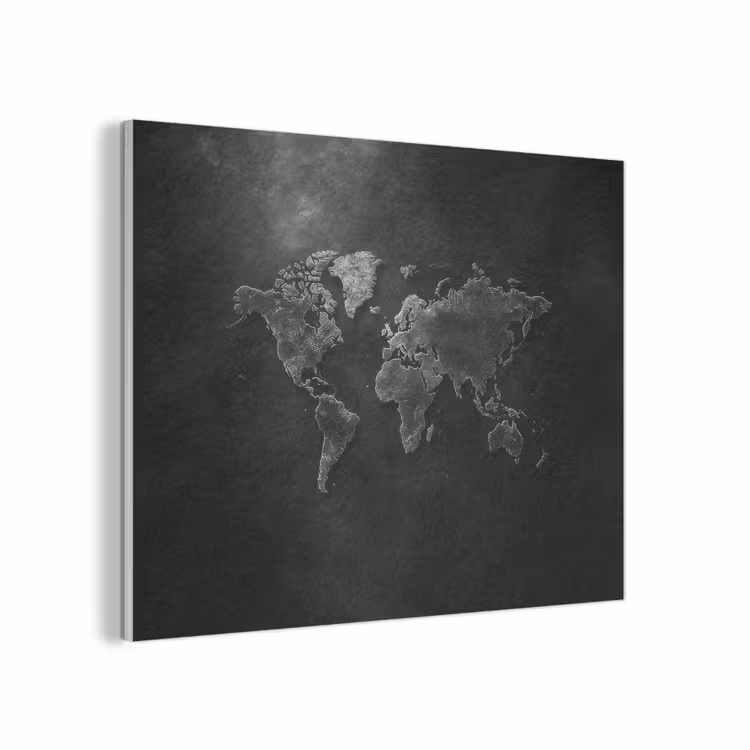 Wereldkaart - Duister - Zwart PET vilt klein -3d