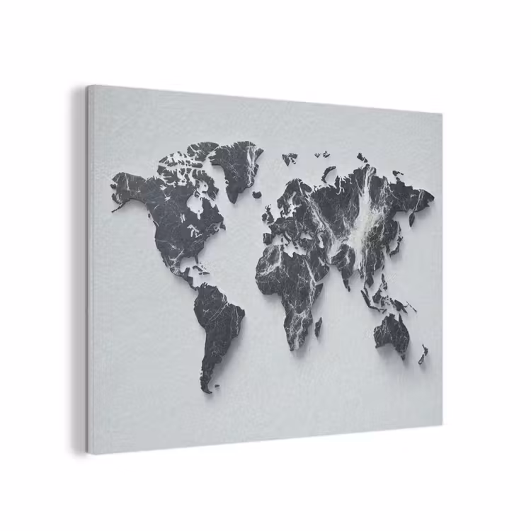 Wereldkaart - Dynamisch - Marmer - Wit PET vilt klein -3d