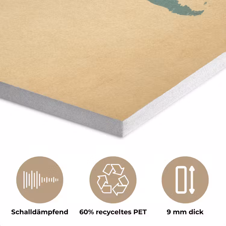 Wereldkaart - Egaal groen - Minimalistisch PET vilt klein -closeup_DE