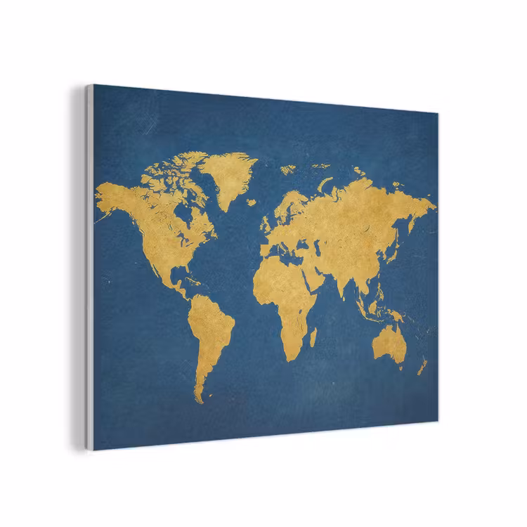 Wereldkaart - Elegant - Blauw PET vilt klein -3d
