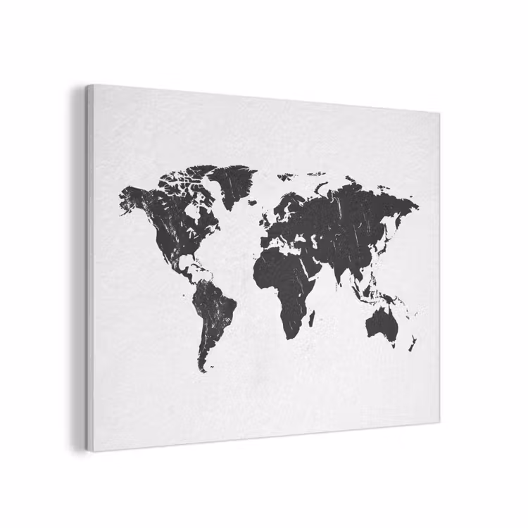 Wereldkaart - Verf - Zwart - Wit PET vilt klein -3d