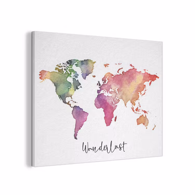 Wereldkaart - Wanderlust - Paars PET vilt klein -3d