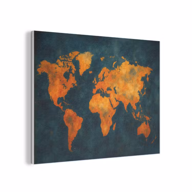 Wereldkaart - Vurige kleuren - Expressieve stijl PET vilt klein -3d