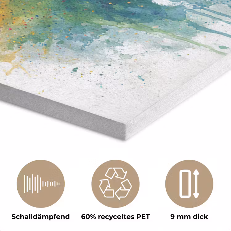 Wereldkaart - Omlijst - Verfspatten - Regenboogkleuren PET vilt klein -closeup_DE