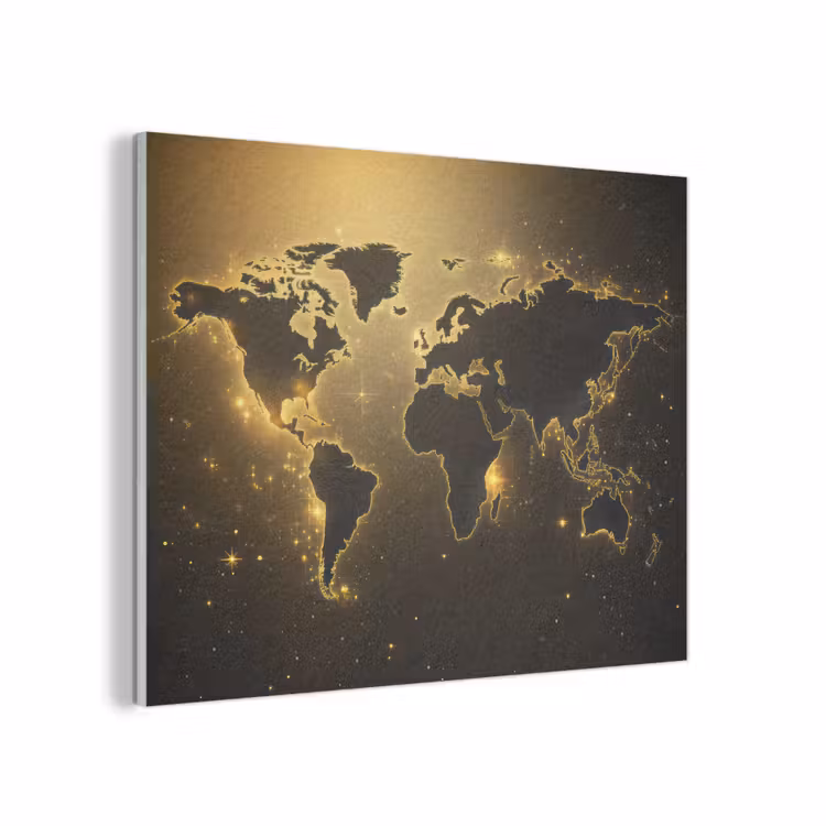 Wereldkaart - Gouden lichten PET vilt klein -3d