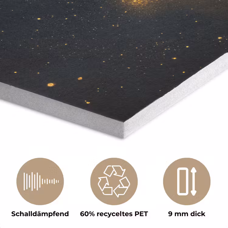 Wereldkaart - Gouden lichtpuntjes - Zwart PET vilt klein -closeup_DE