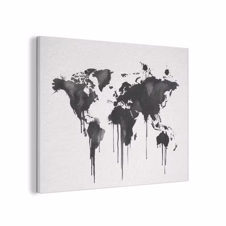 Wereldkaart - Graffiti - Zwart PET vilt klein -3d