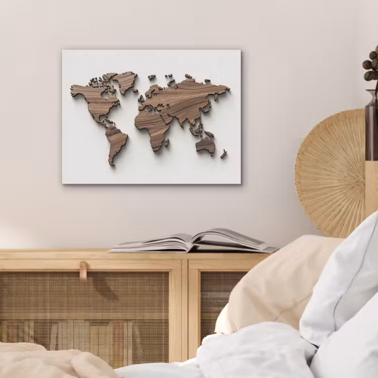 Wereldkaart - Hout - Elegant PET vilt klein -sfeer3