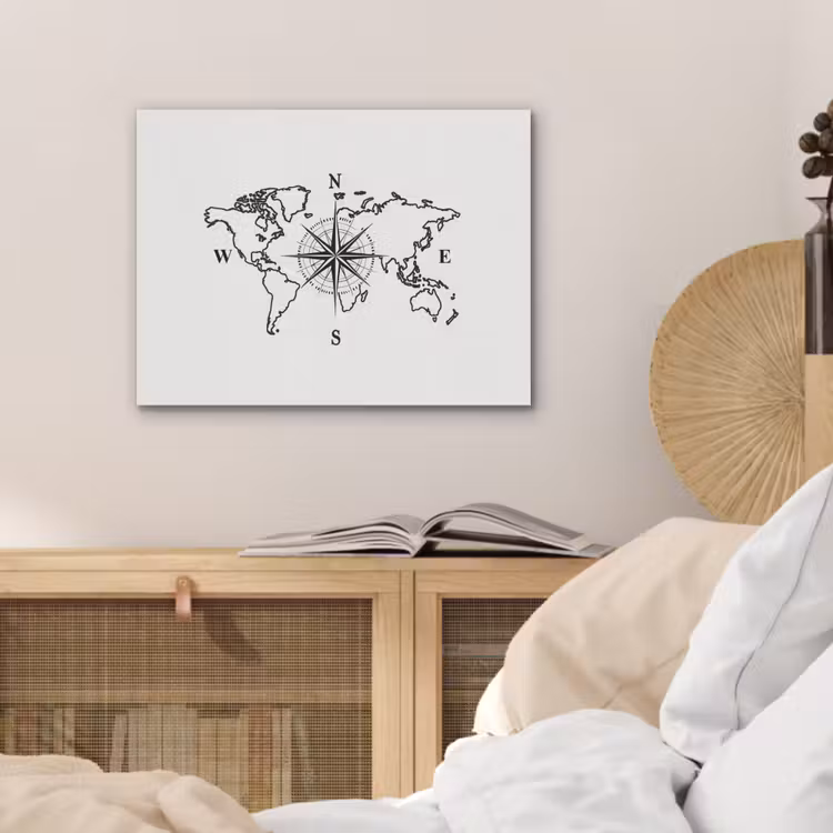 Wereldkaart - Kompas - Minimalistisch PET vilt klein -sfeer3