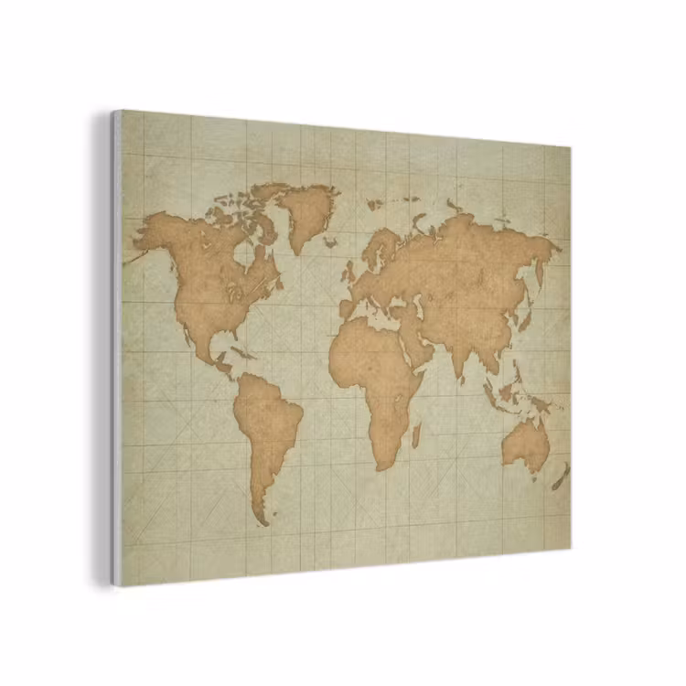 Wereldkaart - Kompasraster -Ruw PET vilt klein -3d