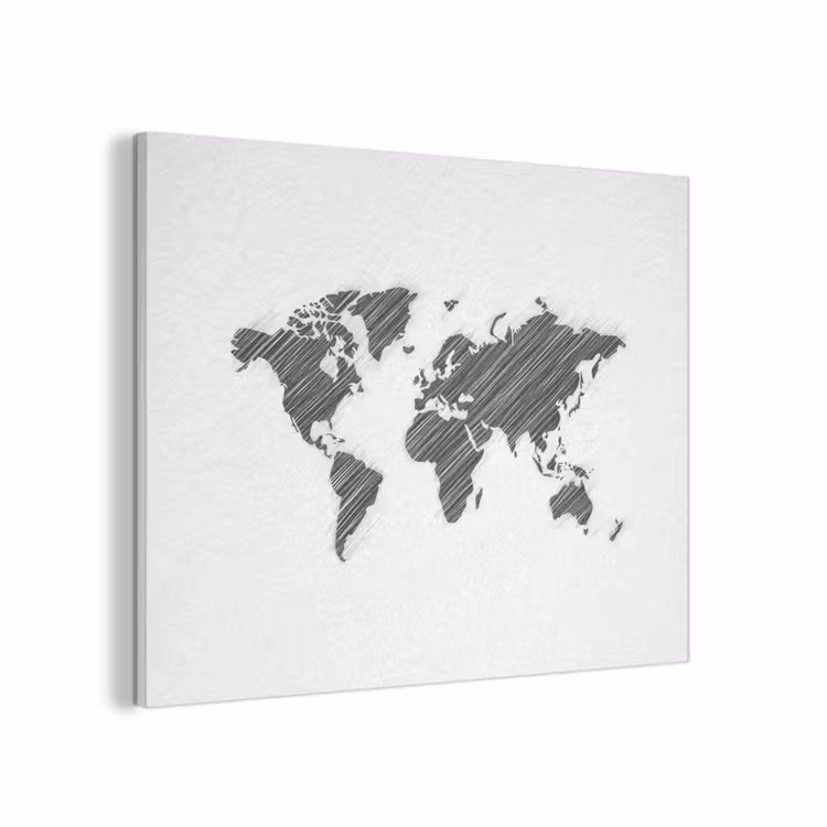 Wereldkaart - Contrast - Lijnen PET vilt klein -3d
