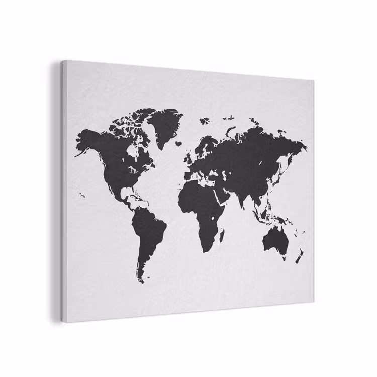 Wereldkaart - Contrast - Zwart - Wit PET vilt klein -3d