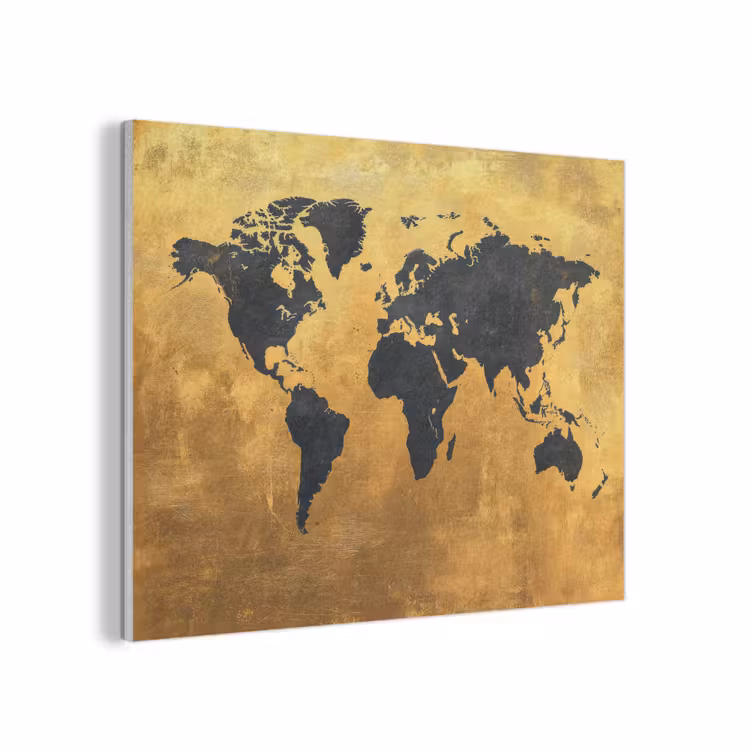 Wereldkaart - Krasserige achtergrond - Goud PET vilt klein -3d