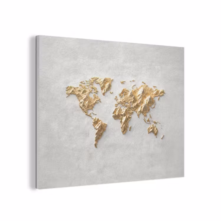 Wereldkaart - Artistiek - Grillige textuur PET vilt klein -3d