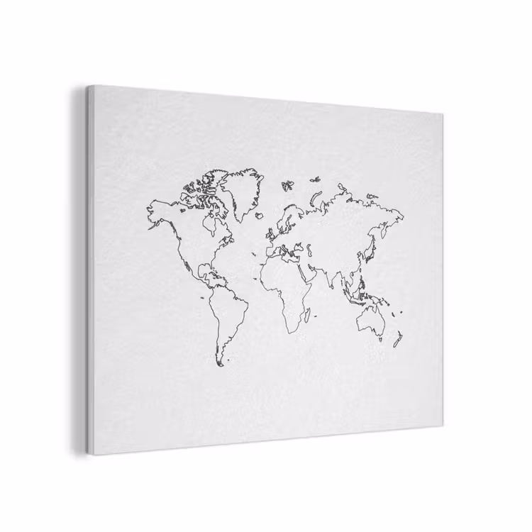 Wereldkaart - Lijnen - Wit PET vilt klein -3d