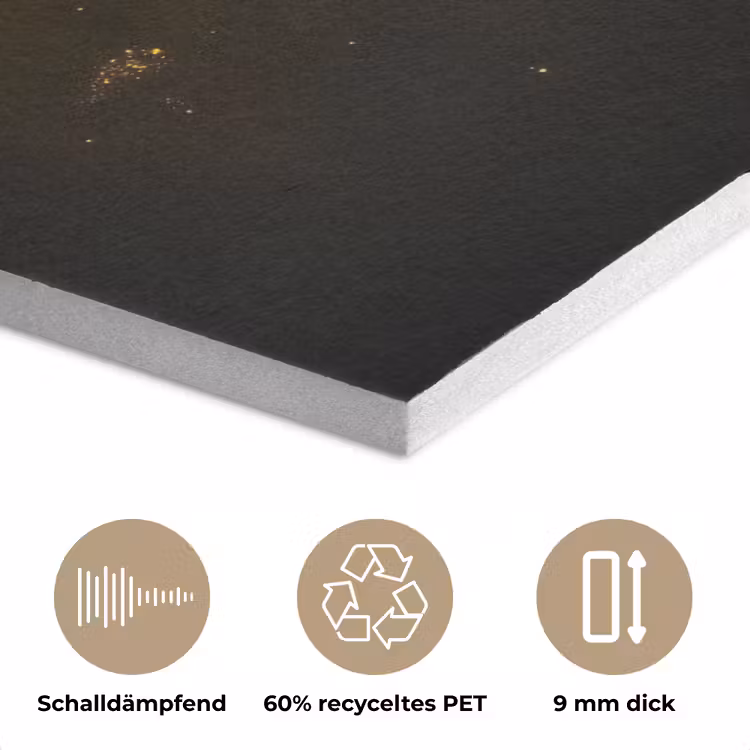 Wereldkaart - Magisch effect - Gouden deeltjes PET vilt klein -closeup_DE