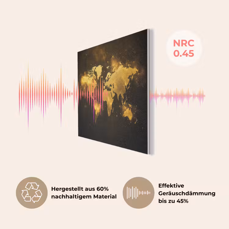 Wereldkaart - Magisch effect - Gouden deeltjes PET vilt klein -USP_DE