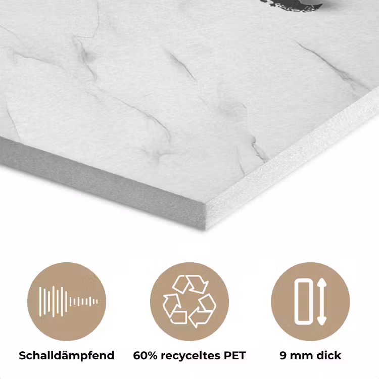 Wereldkaart - Marmer - Wit - Zwart PET vilt klein -closeup_DE