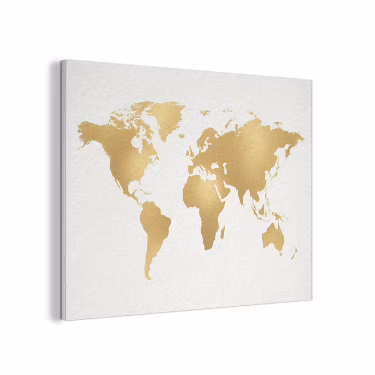 Wereldkaart - Metallic - Modern PET vilt klein -3d