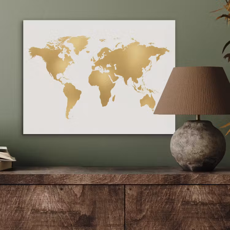 Wereldkaart - Metallic - Modern PET vilt klein -sfeer2