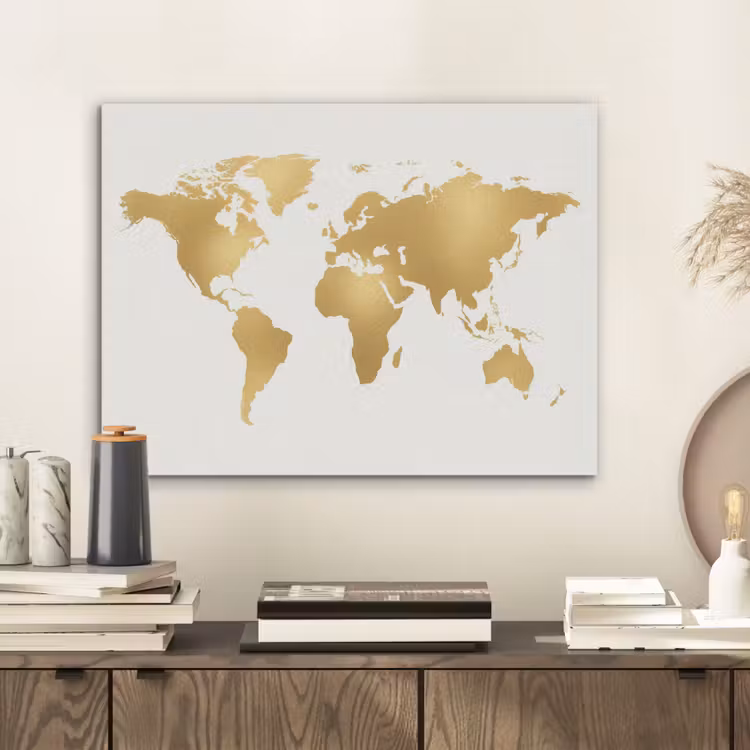Wereldkaart - Metallic - Modern PET vilt klein -sfeer1