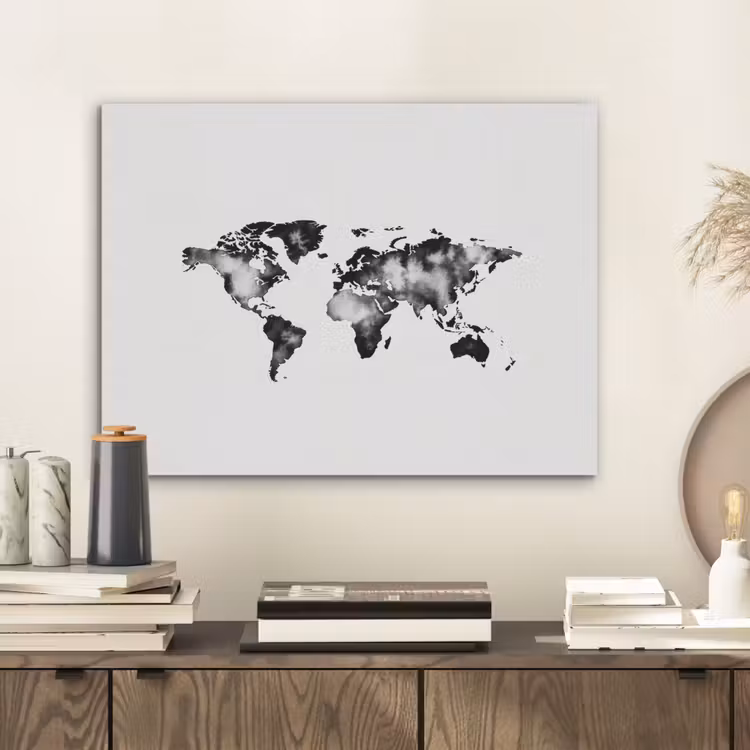 Wereldkaart - Minimalistisch PET vilt klein -sfeer1
