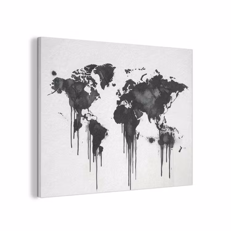 Wereldkaart - Minimalistisch - Graffiti PET vilt klein -3d
