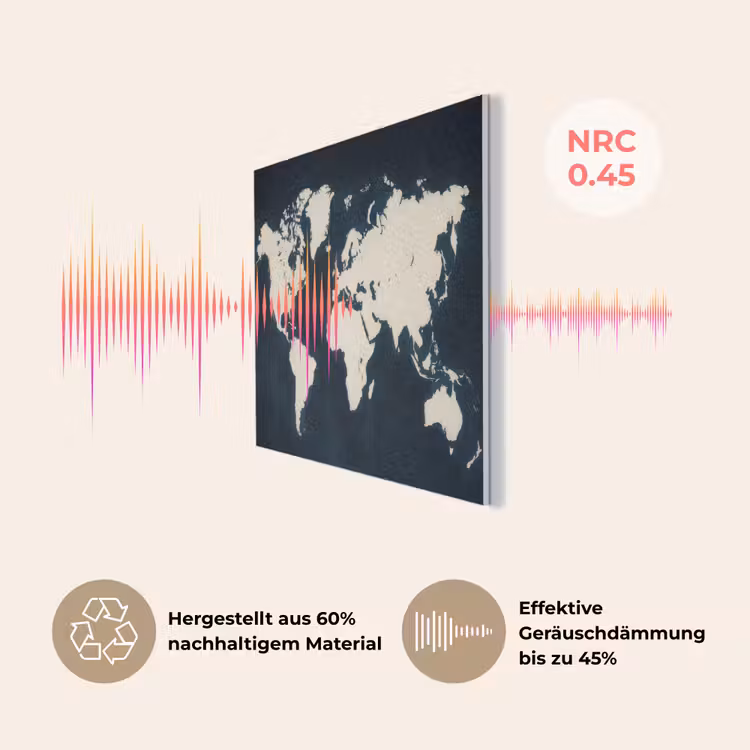 Wereldkaart - Minimalistisch - Contrast PET vilt klein -USP_DE