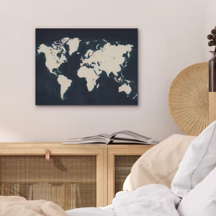 Wereldkaart - Minimalistisch - Contrast PET vilt klein -sfeer3
