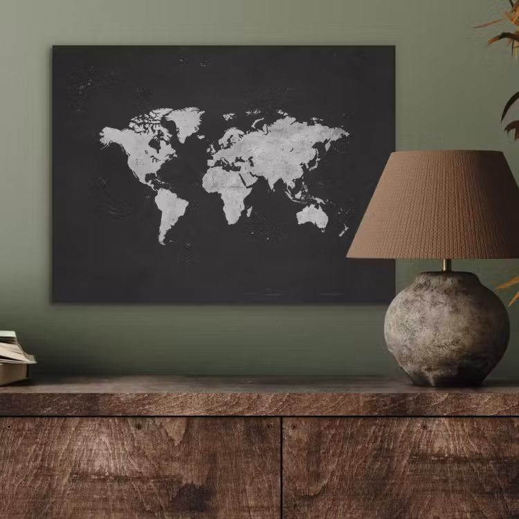 Wereldkaart - Minimalistisch - Wit PET vilt klein -sfeer2