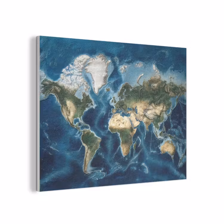 Wereldkaart - Natuurlijk - Goud PET vilt klein -3d