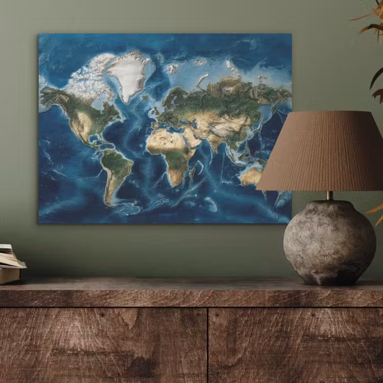 Wereldkaart - Natuurlijk - Goud PET vilt klein -sfeer2
