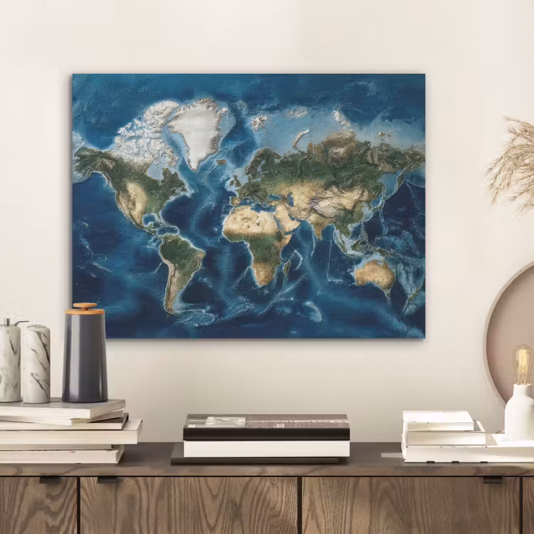 Wereldkaart - Natuurlijk - Goud PET vilt klein -sfeer1