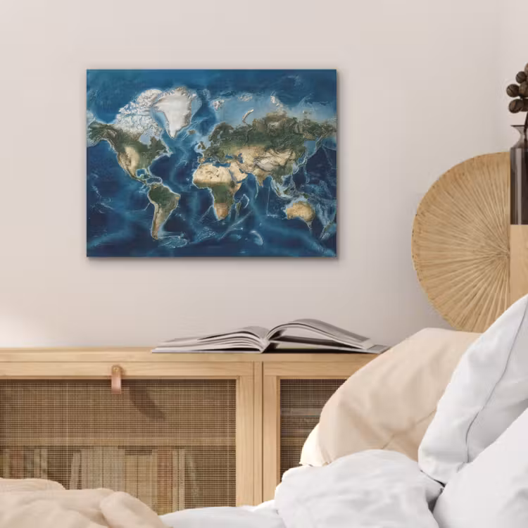 Wereldkaart - Natuurlijk - Goud PET vilt klein -sfeer3