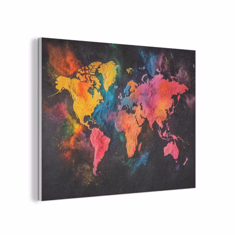 Wereldkaart - Poeder - Kleuren PET vilt klein -3d