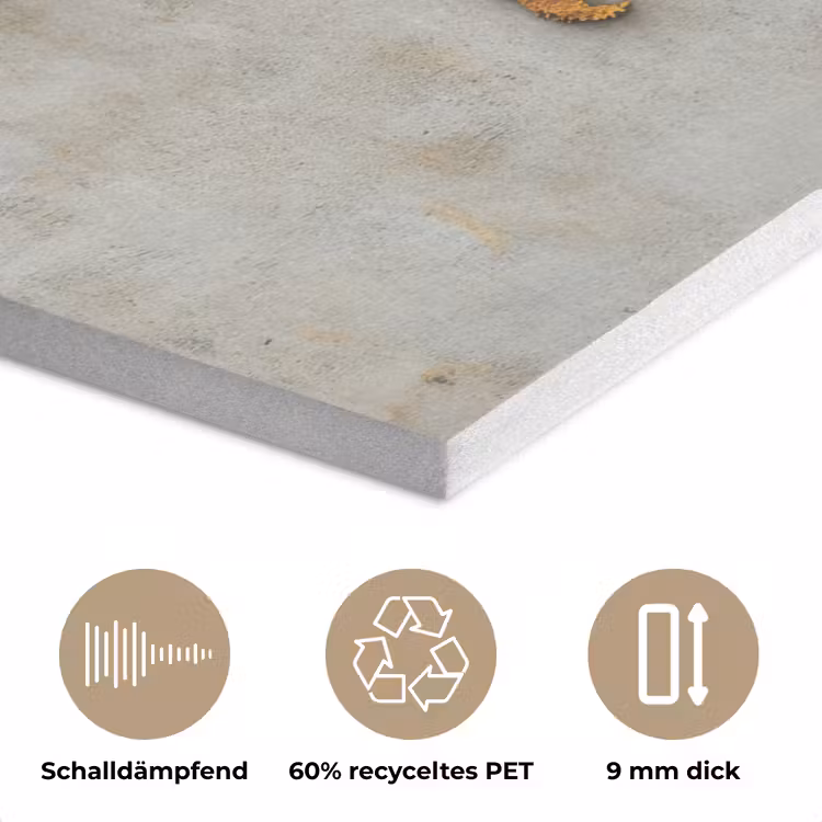 Wereldkaart - Ruwe betonnen muur - Handgemaakt effect PET vilt klein -closeup_DE