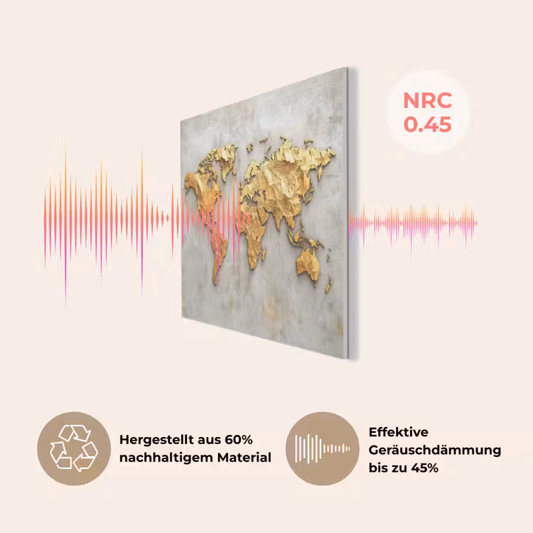 Wereldkaart - Ruwe betonnen muur - Handgemaakt effect PET vilt klein -USP_DE
