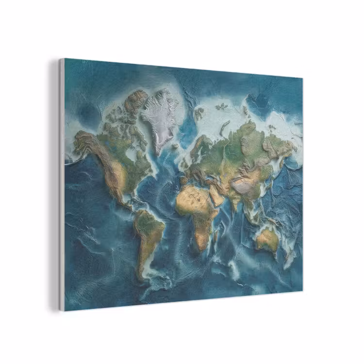 Wereldkaart - Realistisch - Contouren PET vilt klein -3d