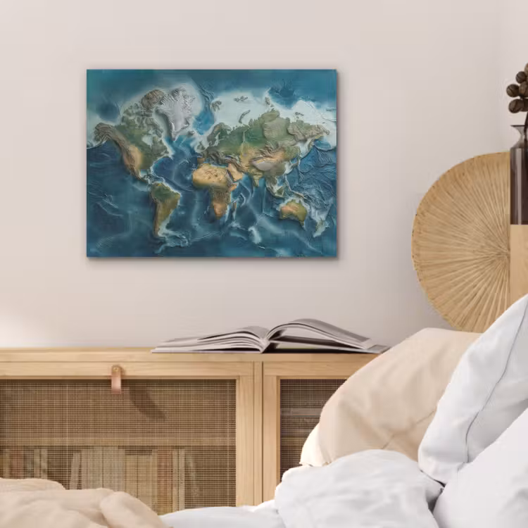 Wereldkaart - Realistisch - Contouren PET vilt klein -sfeer3