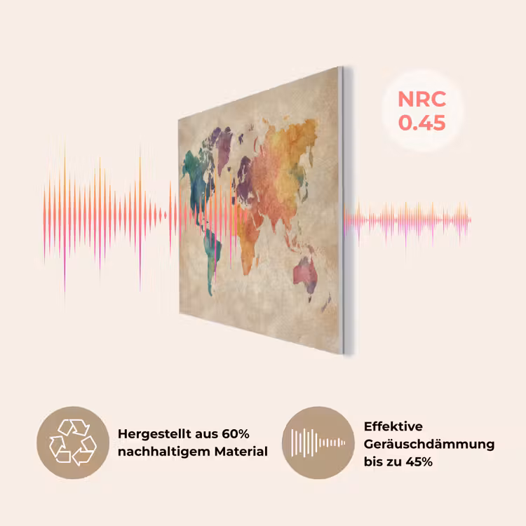 Wereldkaart - Regenboog aquarel - Papierstructuur PET vilt klein -USP_DE