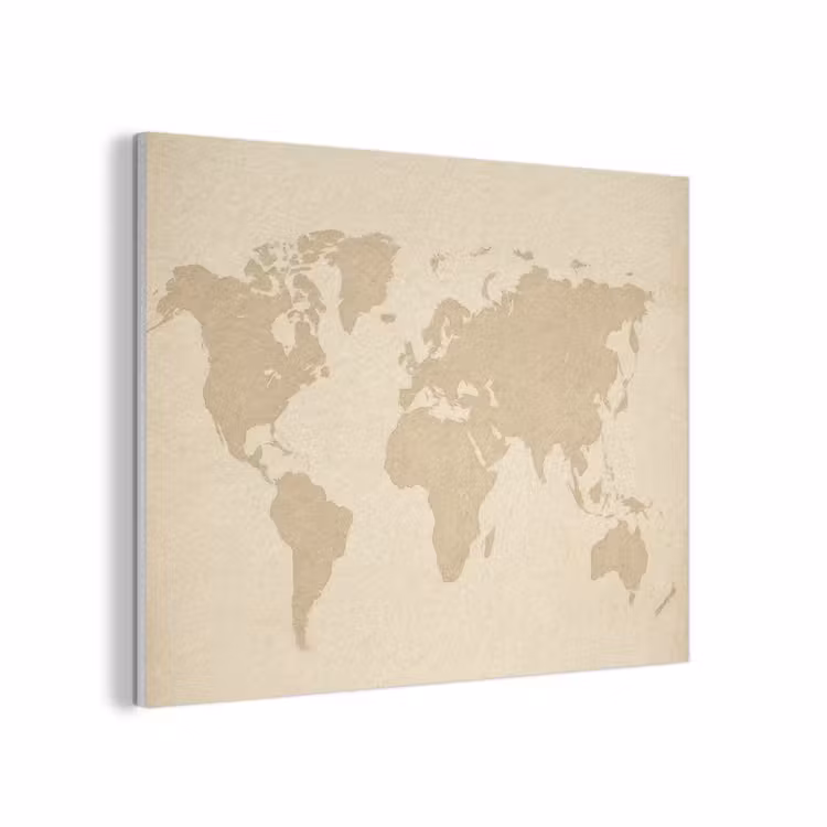 Wereldkaart - Zandkleurig - Minimalistisch PET vilt klein -3d